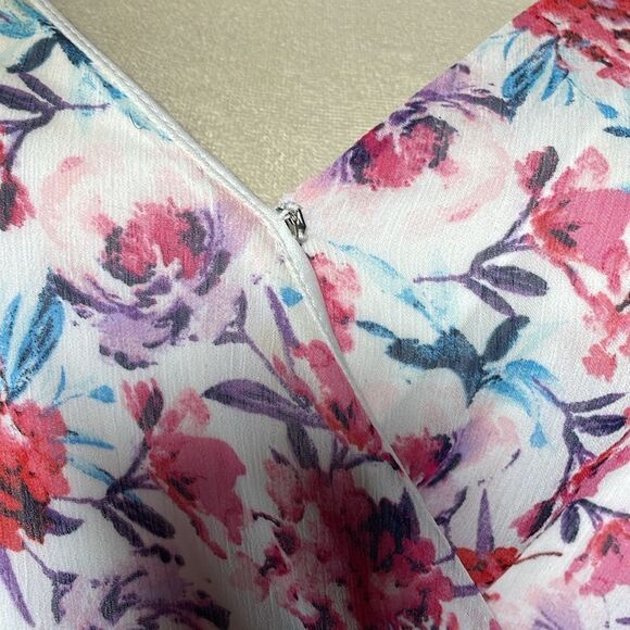 Francesca’s Multicolored Floral Fit & Flare Mini Dress w/Ruffles (XS) - Picture 6 of 16